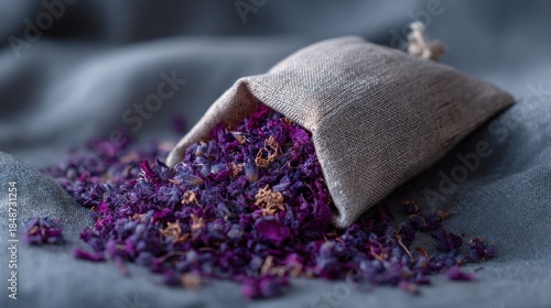 Dried flowers in linen bag