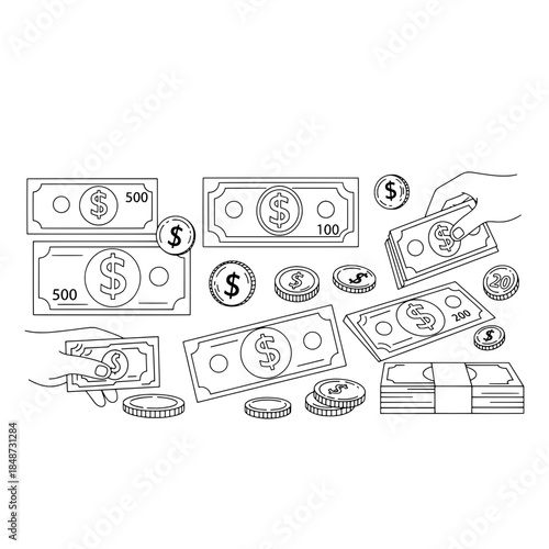 Finance and Money Line Art Vector Icons
