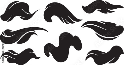 Abstract black stylized wave and swirl shapes