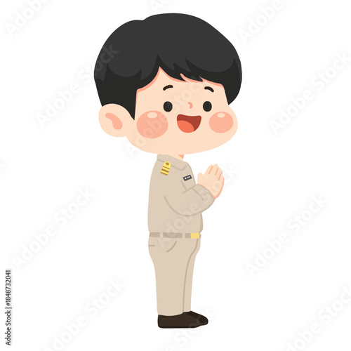 Cartoon Thai Government Officer Illustration