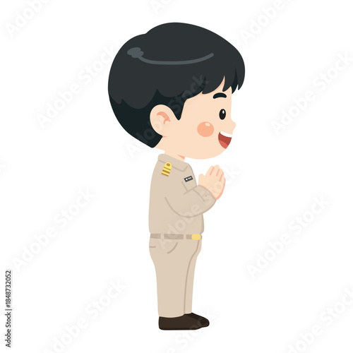 Illustration of Thai Government Official Greeting