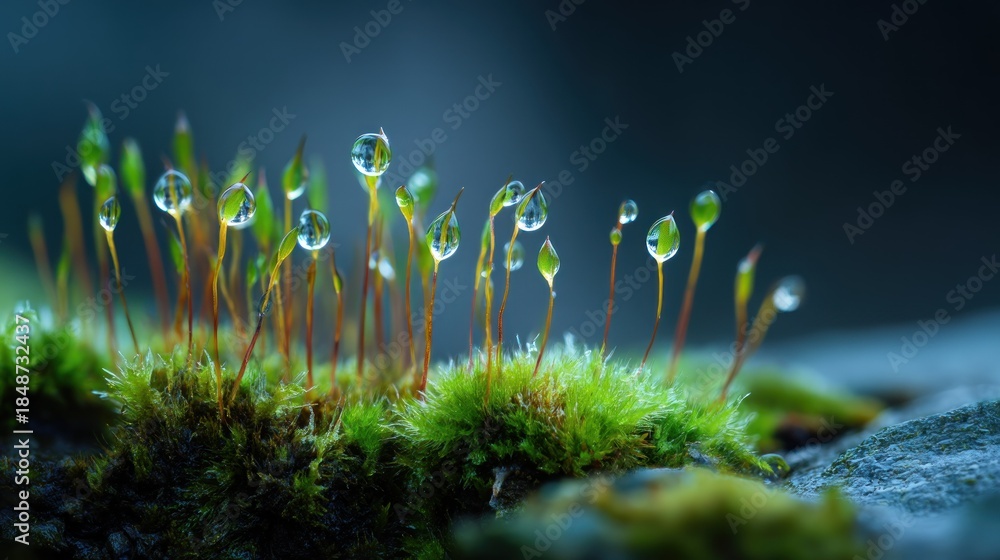 Obraz premium Moss with dew drops