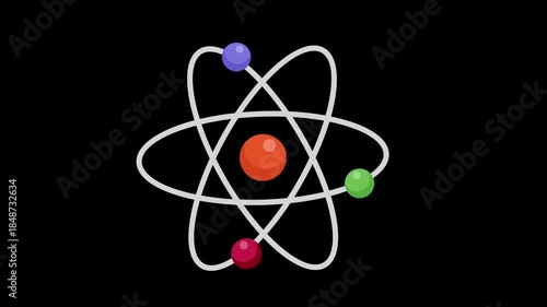 atom molecular chemistry or physic icon concept loop animation video with alpha channel
