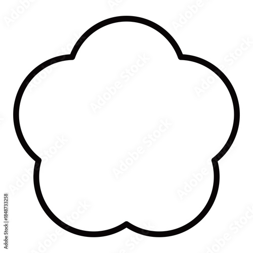 梅の花のイラスト素材　和柄　背景透過　白地　コピースペースあり　モノクロ
