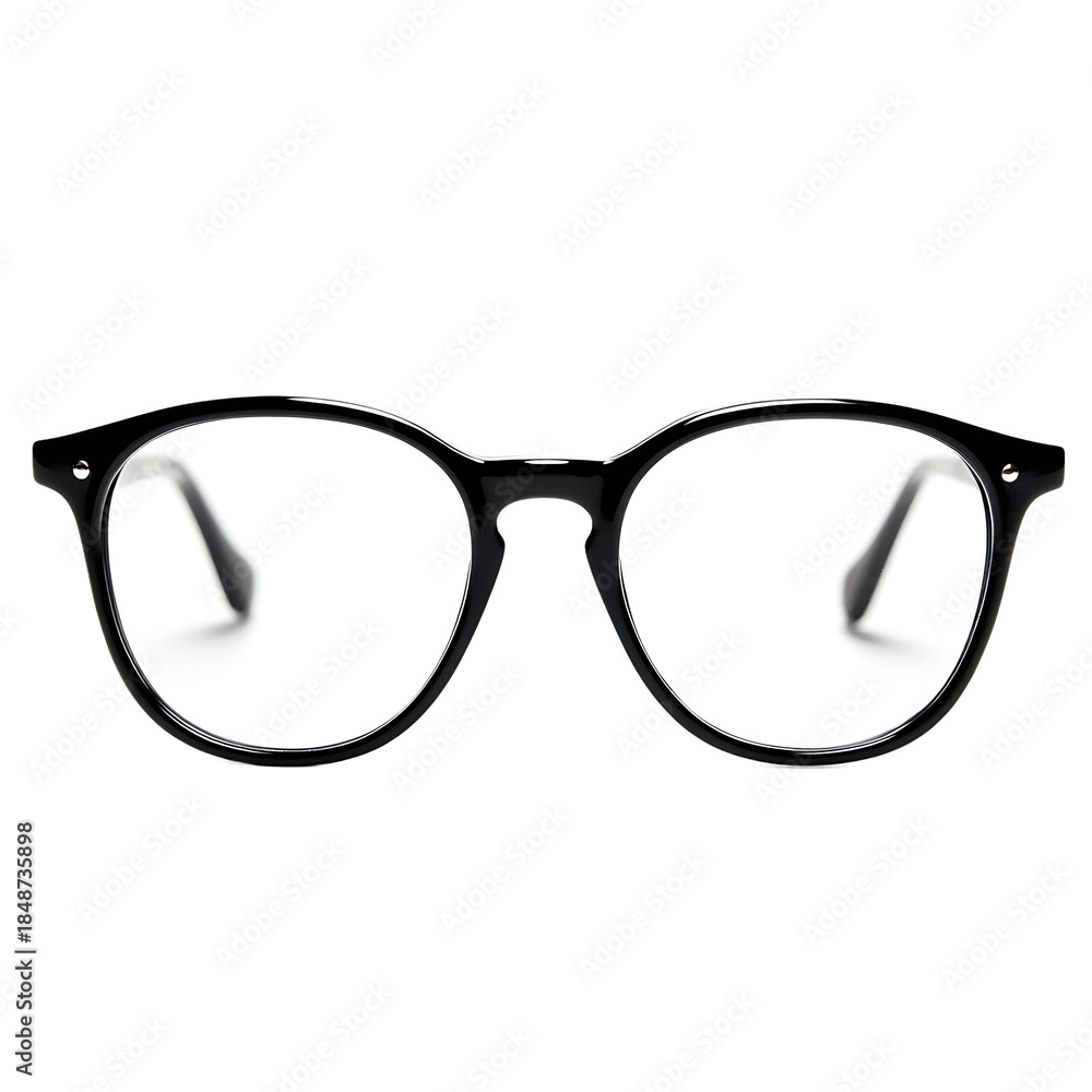 Fototapeta premium Modern round frame eyeglasses isolated on transparent background cutout