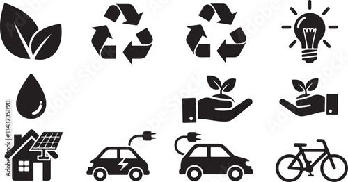 Ecology and green energy concept icons set
