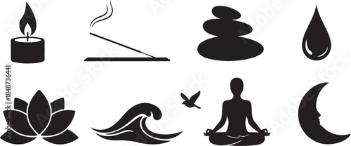 Eight essential icons for spa and meditation