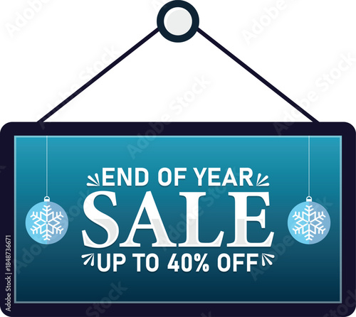 End of Year Sale Up to 40% Off Hanging Discount Banner