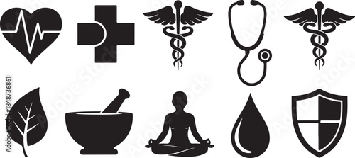 Medical and wellness icons set for healthcare design
