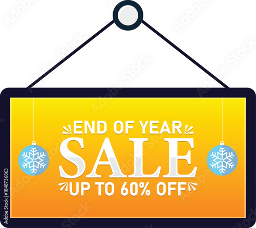 End of Year Sale Up to 60% Off Hanging Discount Banner