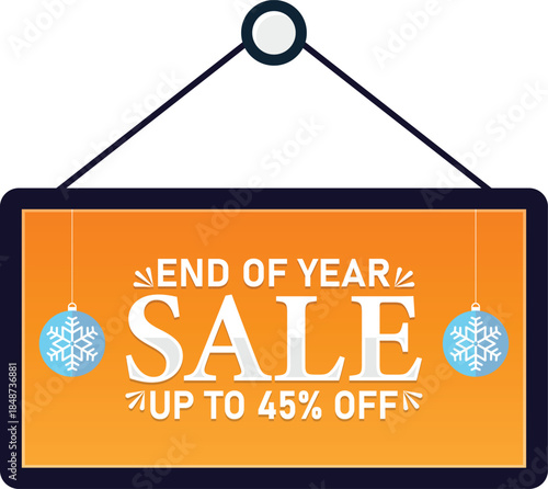 End of Year Sale Up to 45% Off Hanging Discount Banner