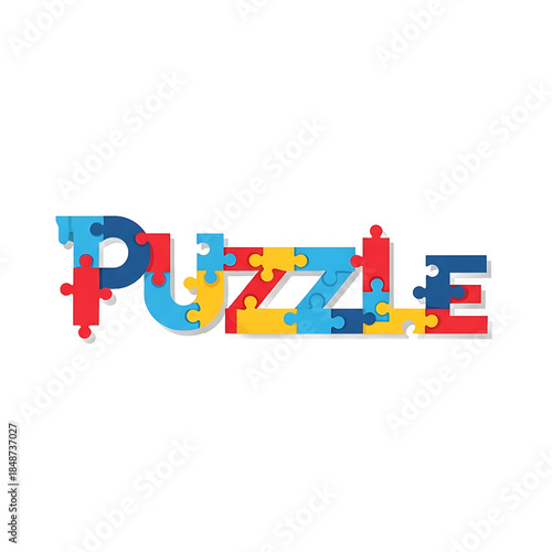Colorful puzzle word illustration for conceptual problem solving and creativity