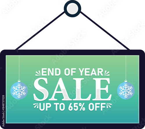 End of Year Sale Hanging Banner Up to 65% Off Discount