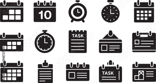 Time management and scheduling icon set collection