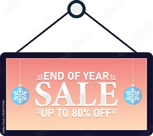 End of Year Sale Hanging Sign Up to 80% Off Winter Discount