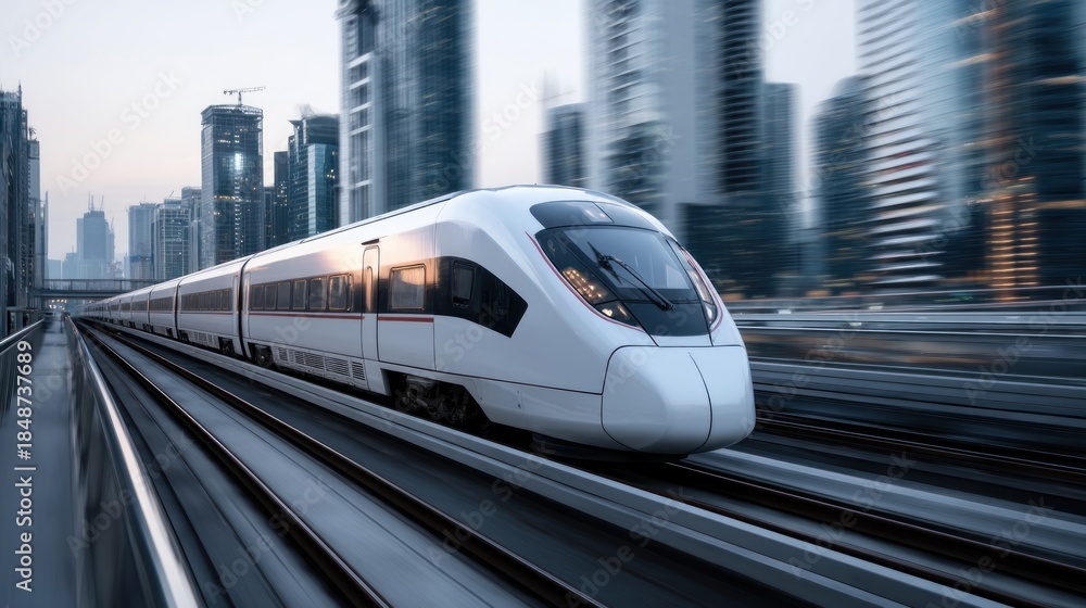 Fototapeta premium Modern train cityscape
