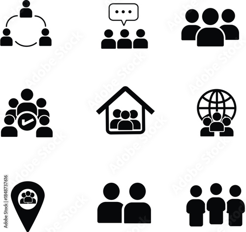 Community and People Outline Icon Set