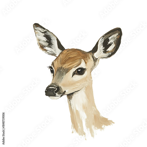 Deer portrait illustration on transparent background for design projects