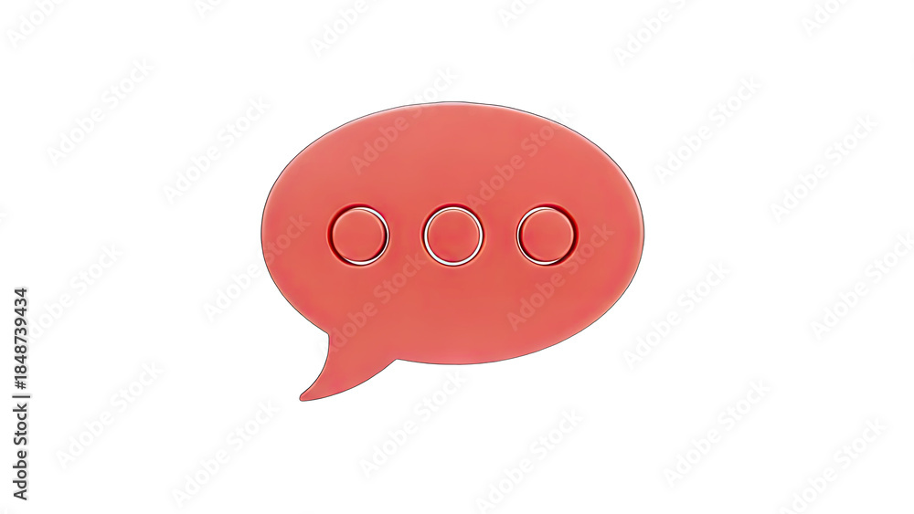Fototapeta premium Red Speech Bubble with Dots on White Background