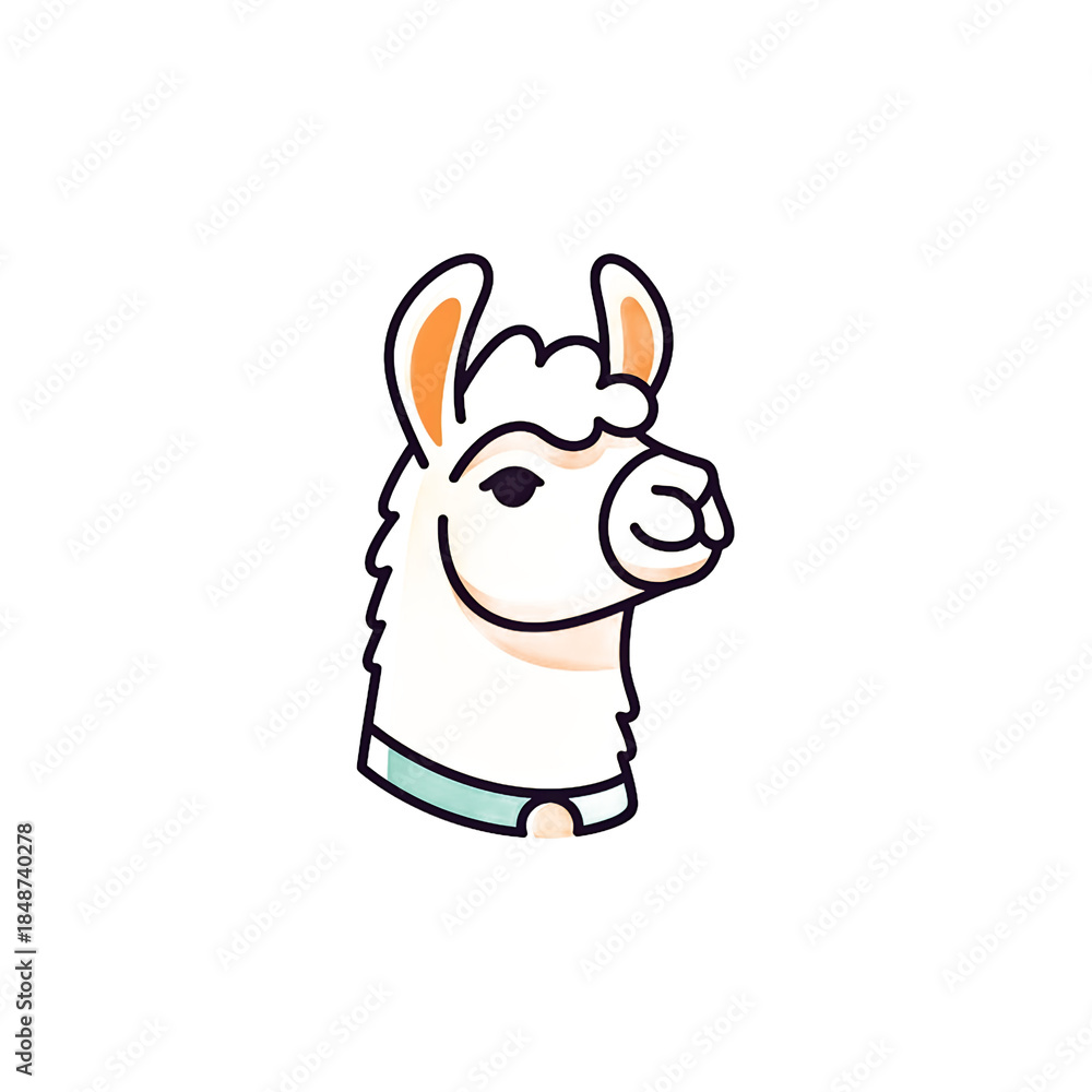 Obraz premium Stylized llama illustration with orange and beige colors and minimalist design