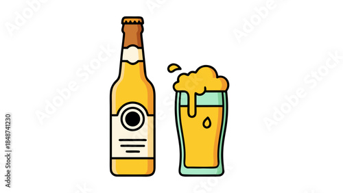 beer bottle and glass