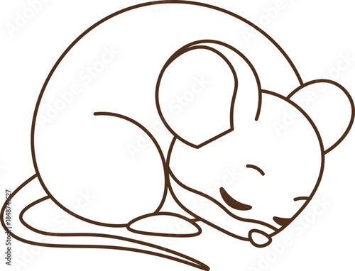 Illustration of Sleeping Mouse vector outline