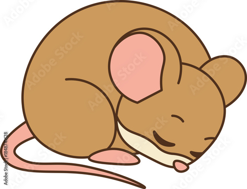 Illustration of Sleeping Mouse vector outline and shape