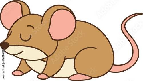 Illustration of Sleeping Mouse vector outline and shape