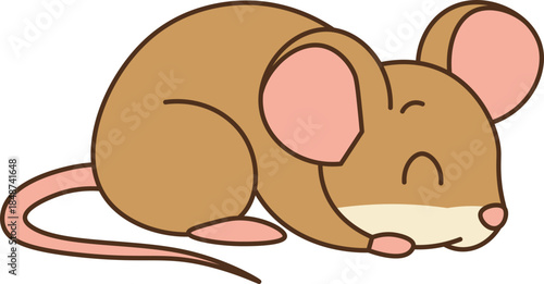 Illustration of Sleeping Mouse vector outline and shape