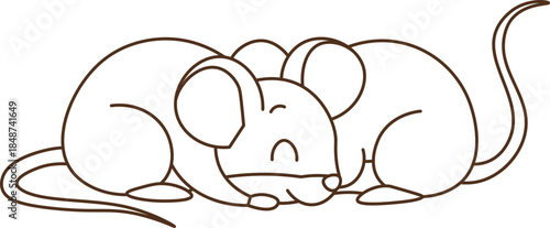 Illustration of Two Mice Sleeping vector outline