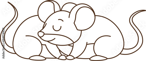Illustration of Two Mice Sleeping vector outline