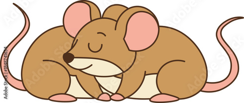Illustration of Two Mice Sleeping vector shape and outline