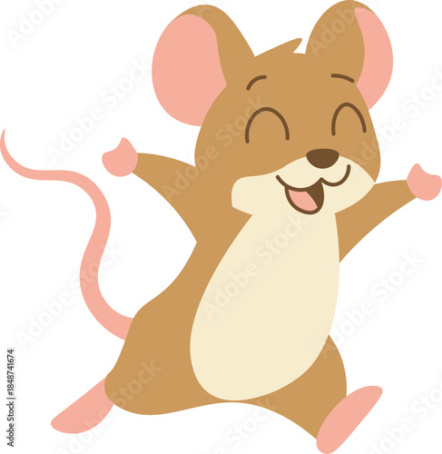 Cartoon Illustration of a Happy Mouse is jumping vector shape