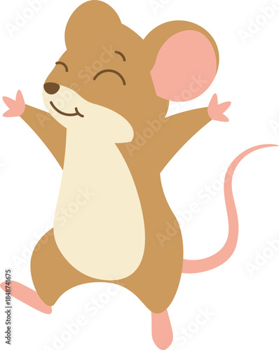 Cartoon Illustration of a Happy Mouse is jumping vector shape