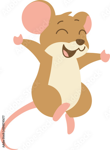 Cartoon Illustration of a Happy Mouse is jumping vector shape