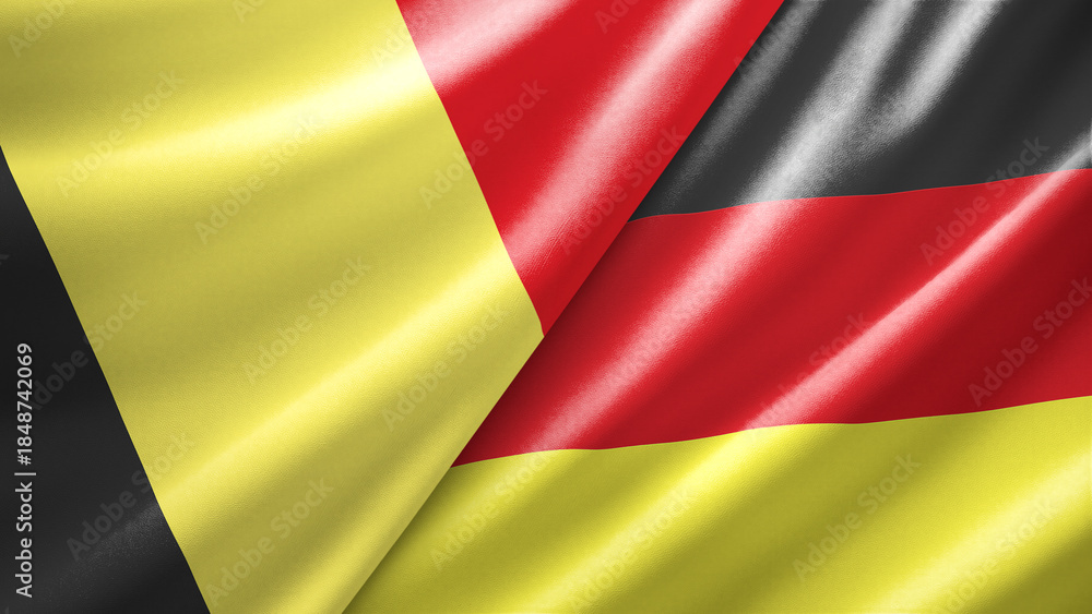 Naklejka premium Belgium and Germany two national flags filling the entire frame, close-up view, edge-to-edge composition