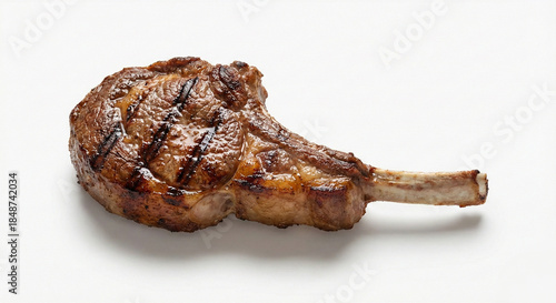 Grilled tomahawk beef steak isolated on white background