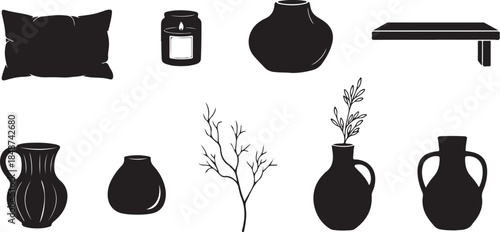 Home decor silhouette set for cozy interior design