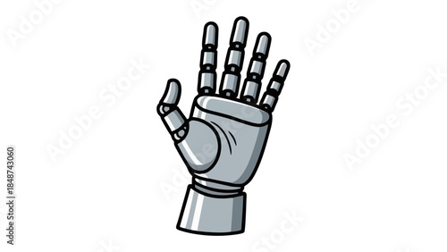 Futuristic Robotic Hand Icon Showing Five Fingers Raised in a High Five Gesture symbolizing artificial intelligence technology and future innovation