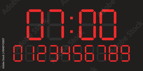 Calculator digital numbers. Digital clock number. Counter, clock, calculator. Vector illustration.