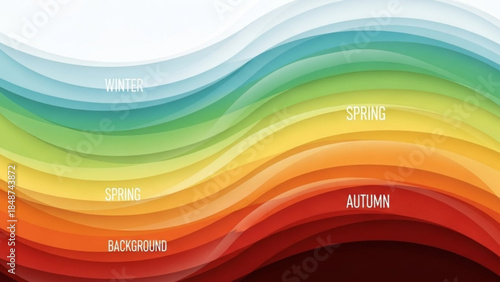 Vibrant wavy background with labeled seasonal color palette gradient