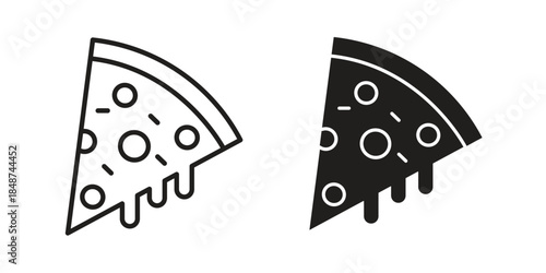 Pizza slice icon flat simple icon. Liner version - stock vector.
