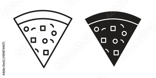 Pizza slice icon flat simple icon. Liner version - stock vector.