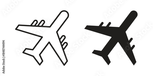 Plane icon flat simple icon. Liner version - stock vector.