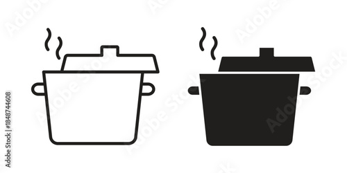 Pot icon flat simple icon. Liner version - stock vector.