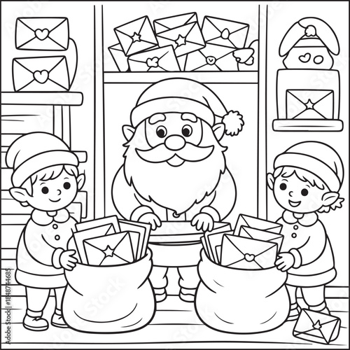Christmas bold and easy black and white coloring pages