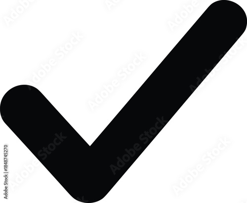 Check mark tick icon illustration, approval confirmation symbol, correct validation sign, success verification vector isolated white background design