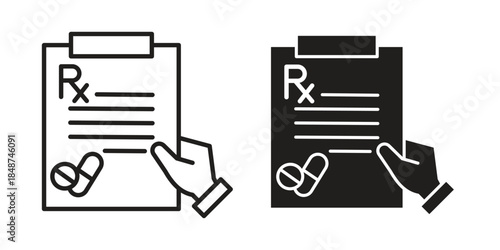 RX icon flat simple icon. Liner version - stock vector.