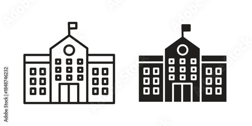 school icon flat simple icon. Liner version - stock vector.