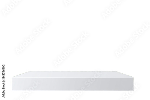 Minimalist white platform isolated on transparent background for product display